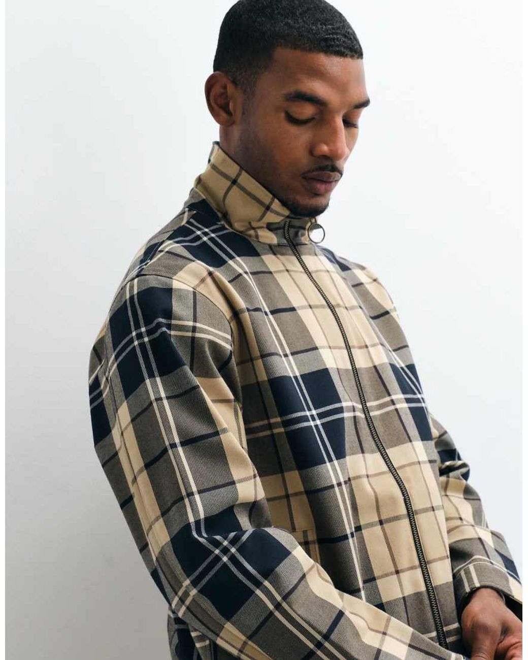 Barbour Gray Blouson Showerproof Tartan Check Jacket for men