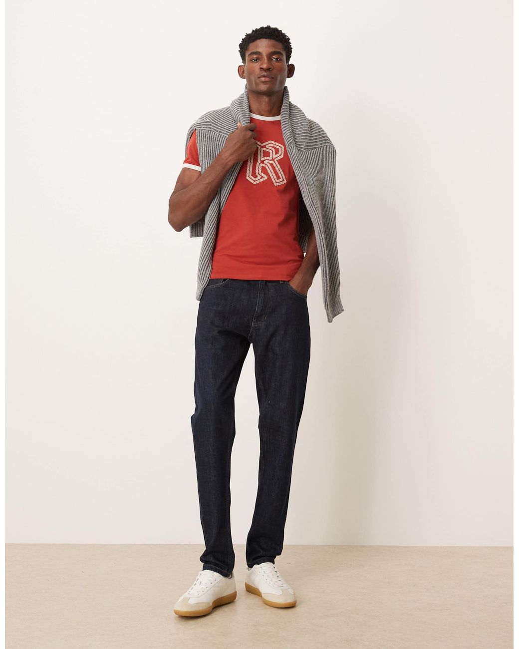 ASOS Red Muscle T-shirt With Chained Graphic for men