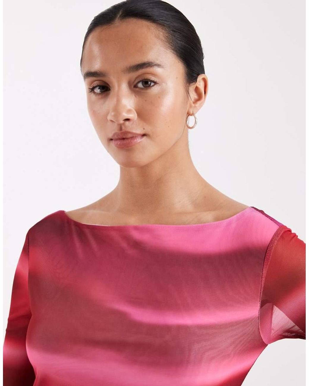 Vero Moda Red Long Sleeve Mesh Maxi Dress