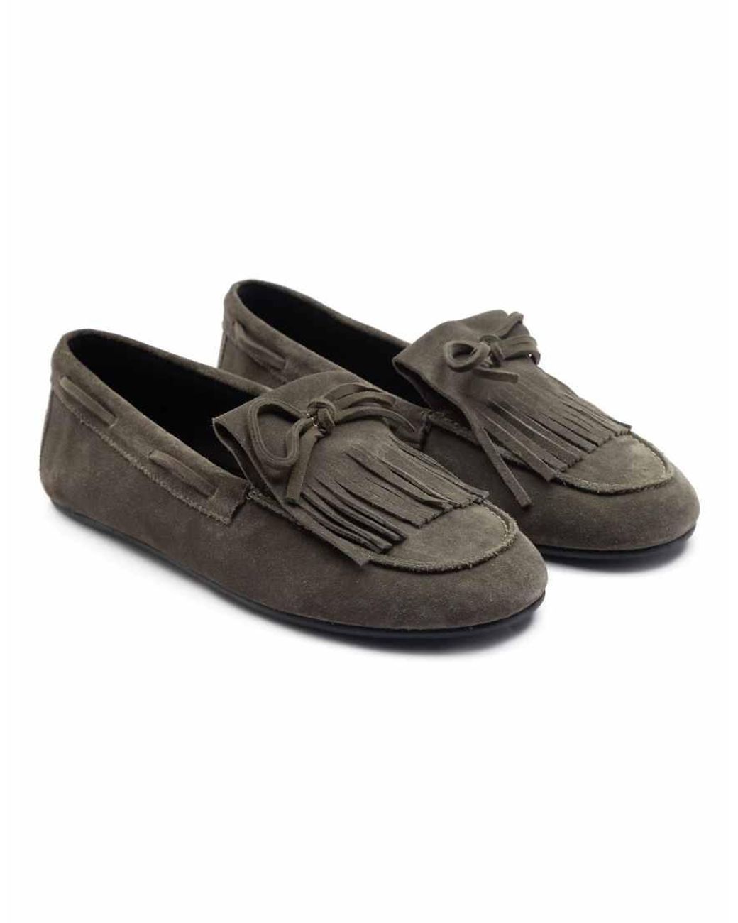 OFF THE HOOK Brown Kennet Suede Fringe Moccasin Loafers