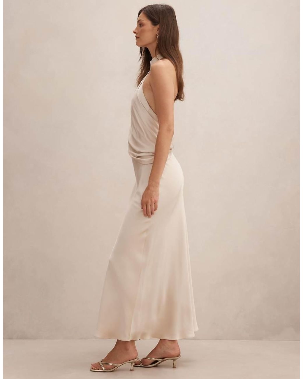 Forever New Natural High Neck Drape Maxi Dress