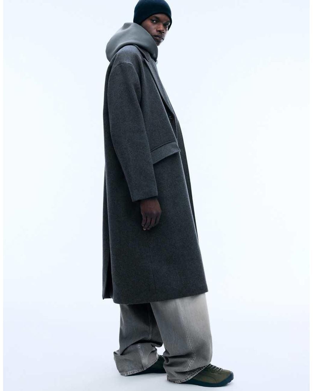 Weekday Blue Wool Blend Coat for men