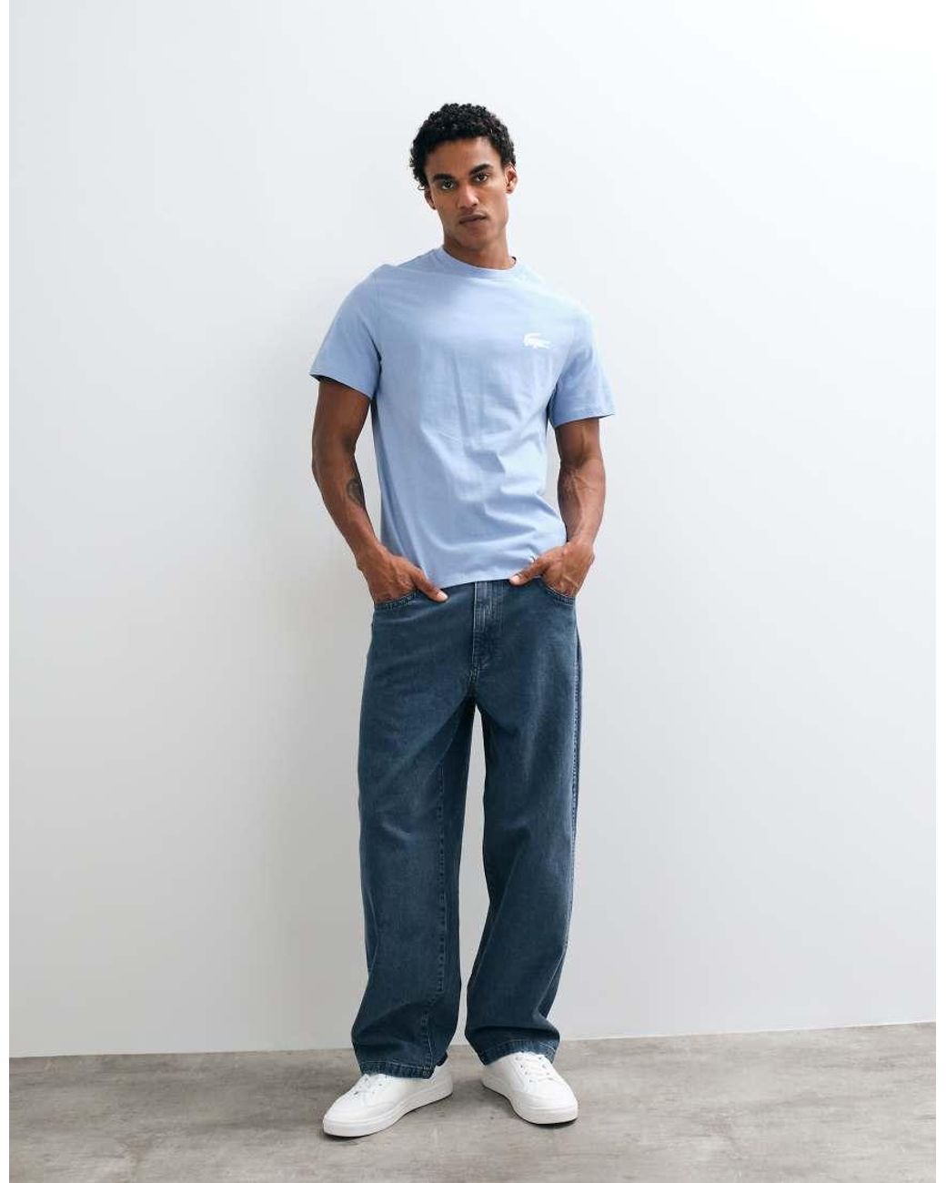 Lacoste Blue Crocodile Print Cotton Loungewear T-shirt for men