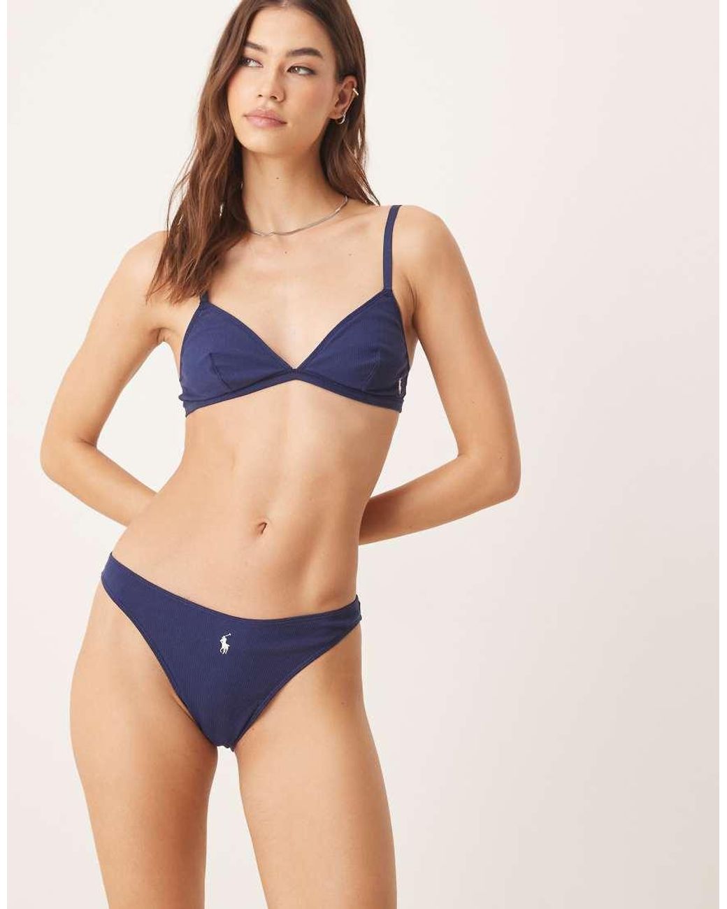 Polo Ralph Lauren Blue Rib High Leg Cheekini