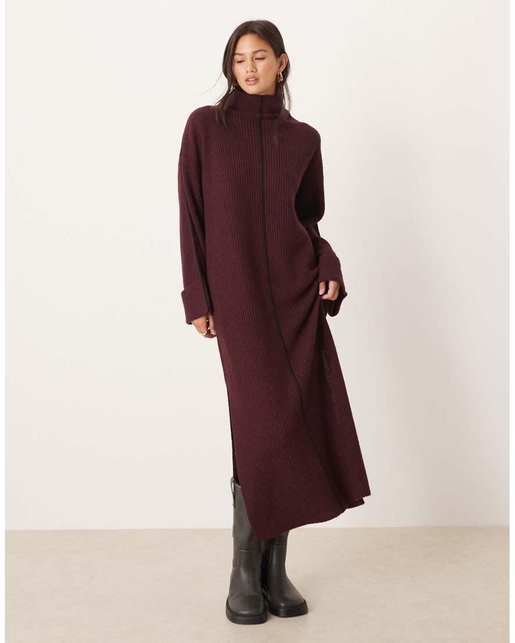 Vila Red High Neck Knitted Maxi Dress