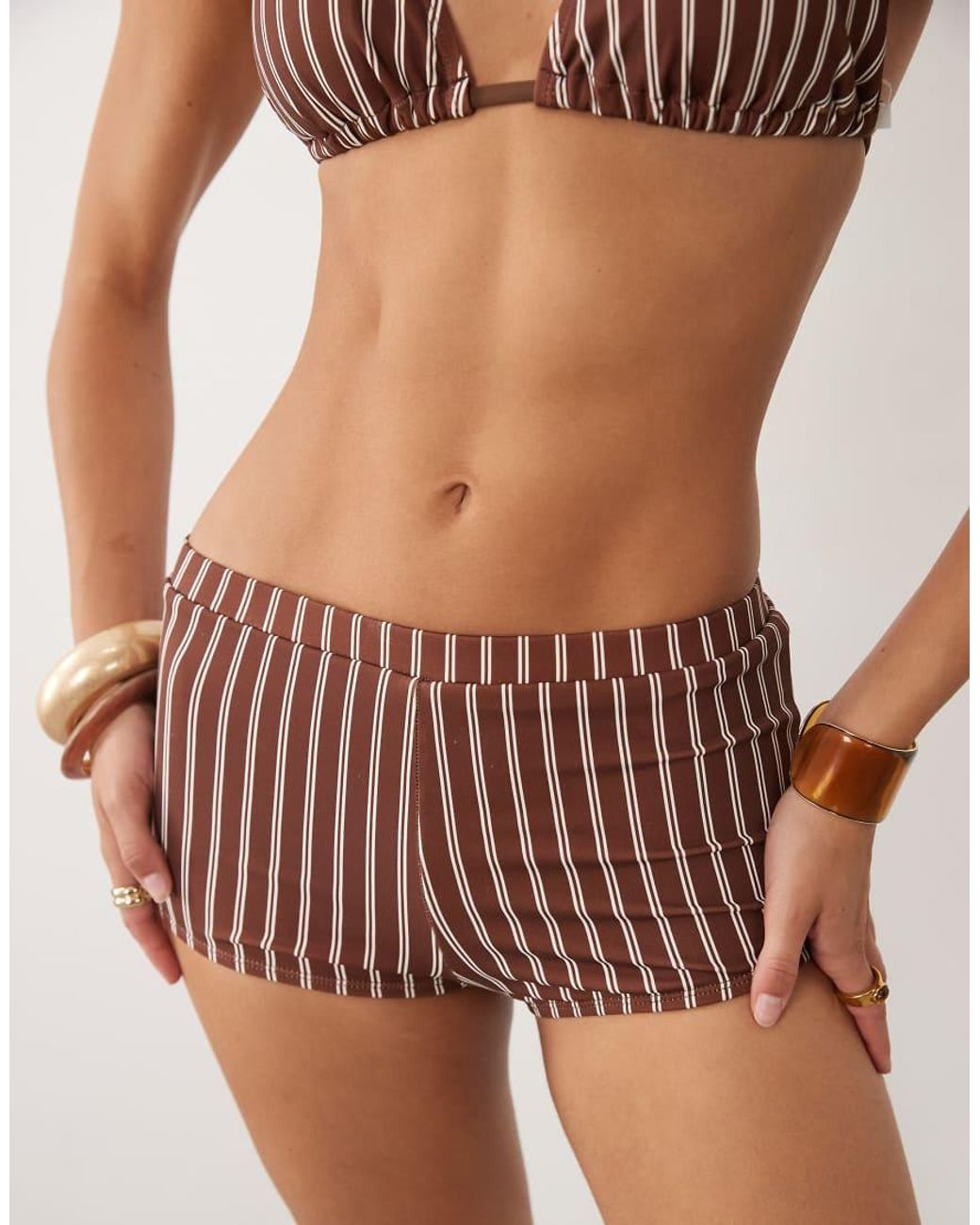 4th & Reckless Brown High Waisted Bikini Bottoms Co-Ord