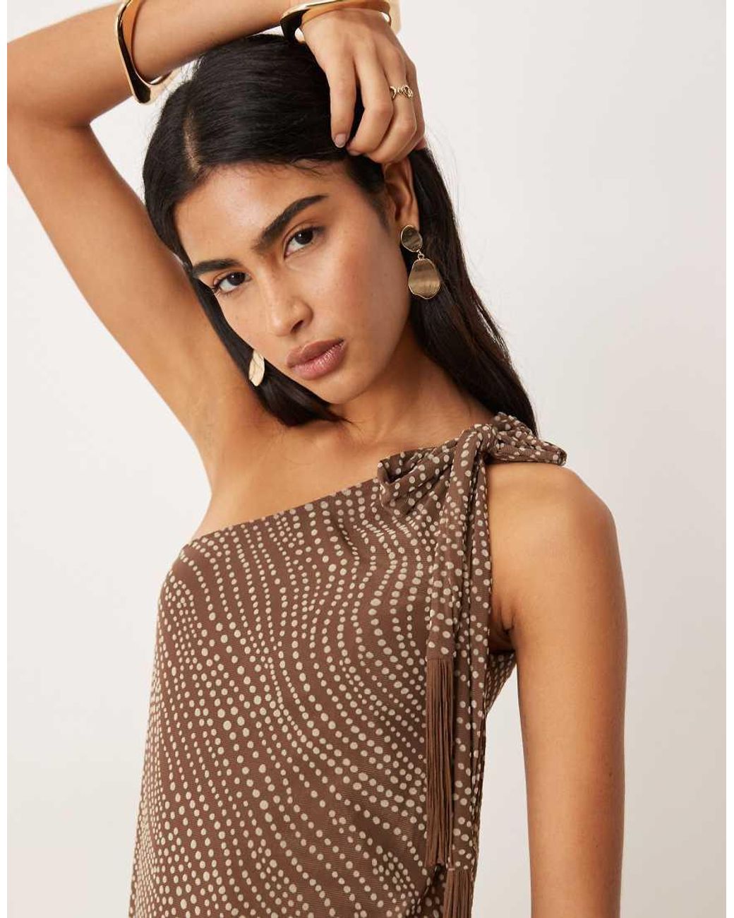 Motel Natural Dyle Abstract Polka Dot Flock Dress