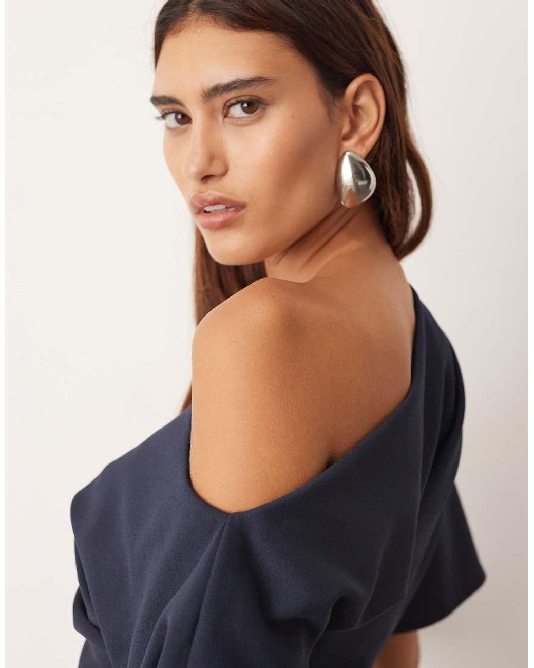 ARRANGE Blue Off Shoulder Drape Top