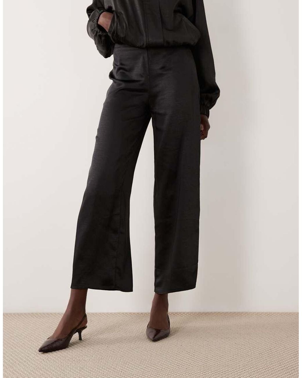 4th & Reckless Black Satin Relaxed Pant Co-ord