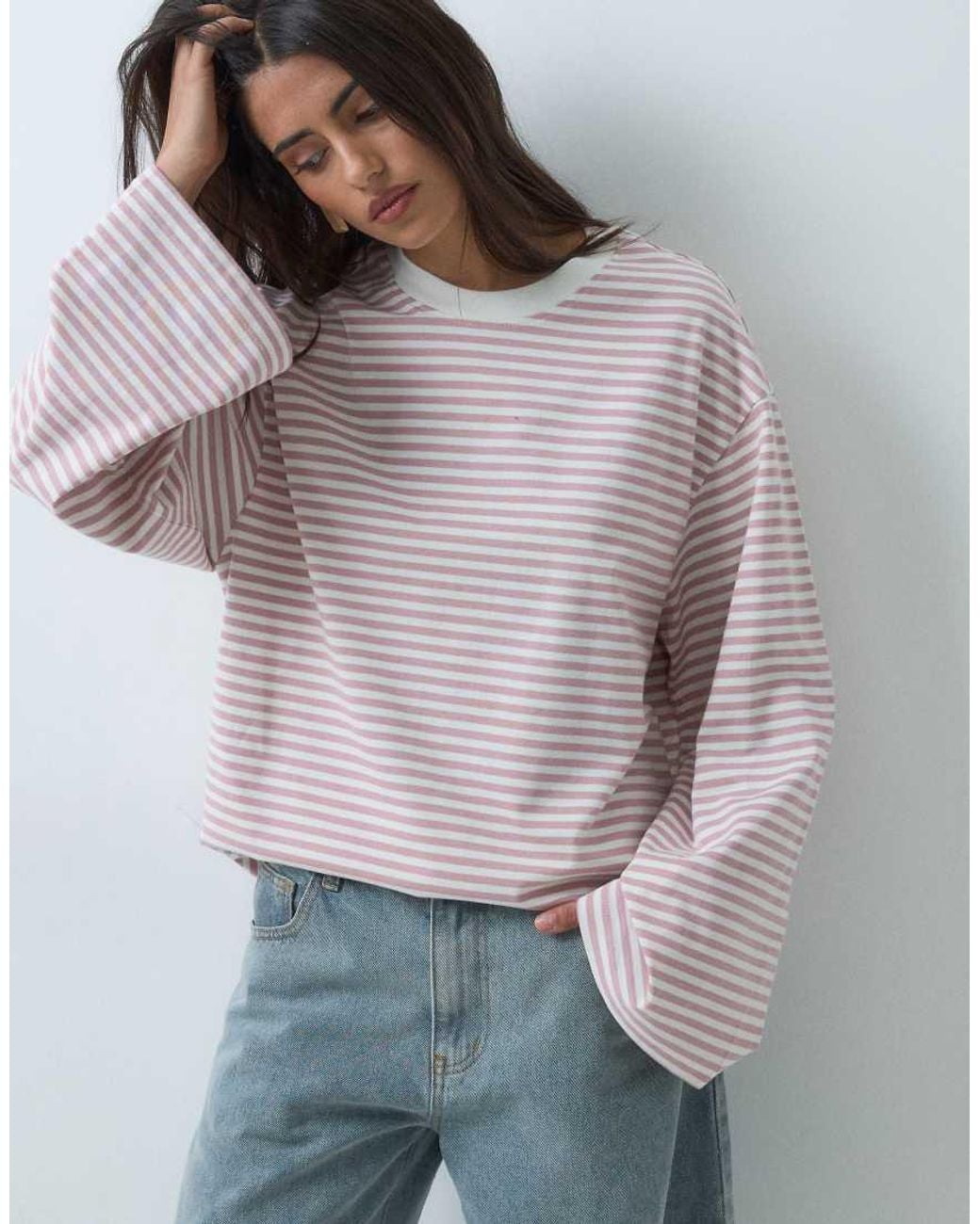 Gina Tricot Red Long Sleeve Relaxed Fit Long Sleeve Tee