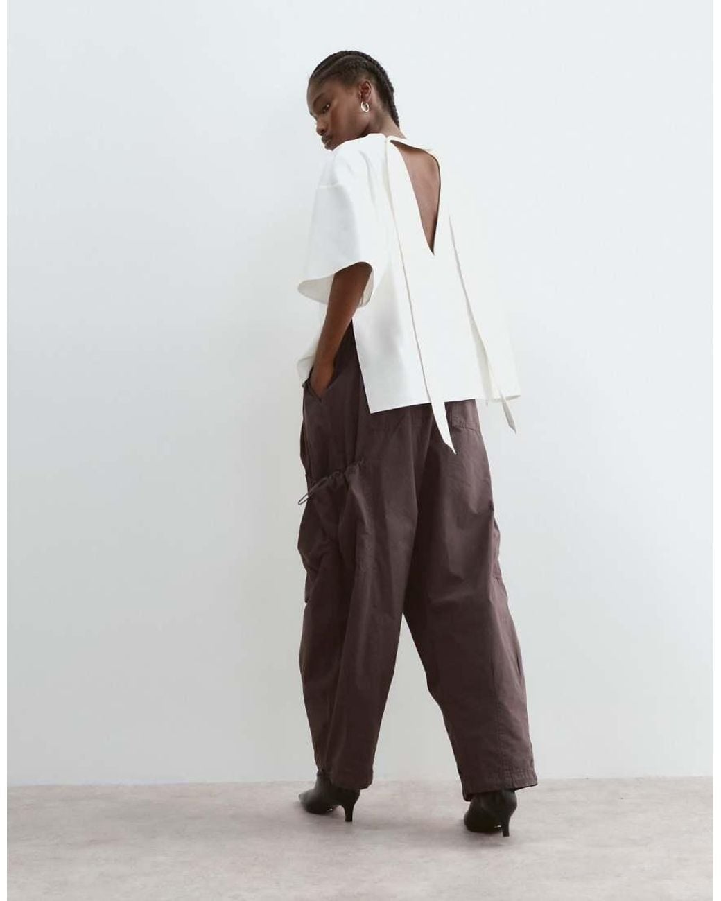 ARRANGE White Boxy Top With Open Back