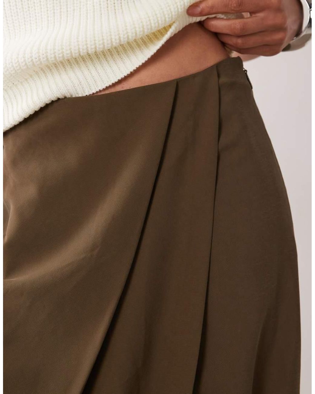 ASOS Brown Tailored Wrap Waist Wide Leg Trouser