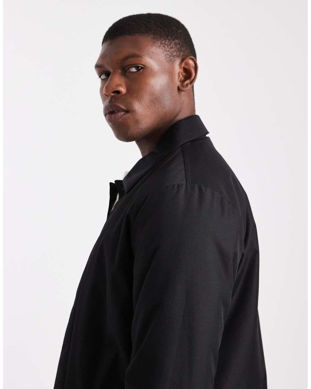 Threadbare Black Short Button Down Mac for men