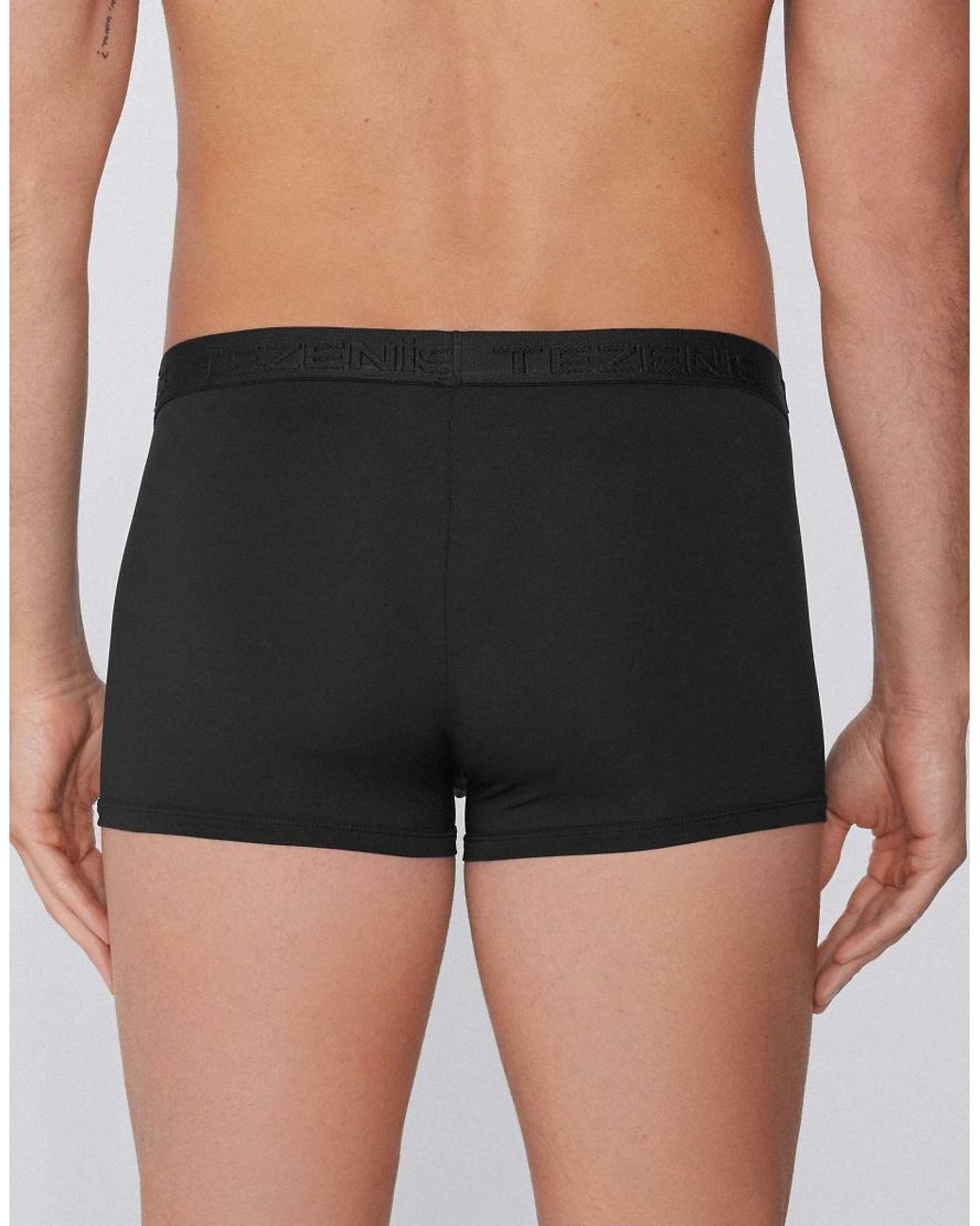 Tezenis Black Elastic Microfibre Boxers With Logo for men