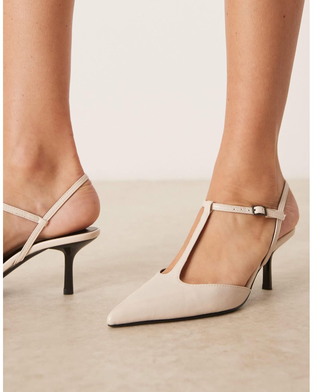Glamorous Slingback Pointed Heeled Shoes in Natural Lyst — free download