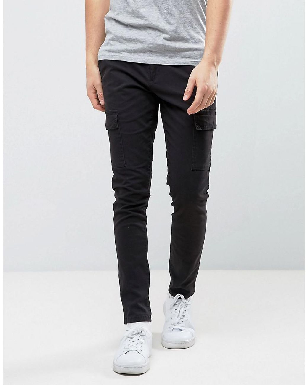 Only & Sons Slim Fit Cargo Pant in Black for Men | Lyst