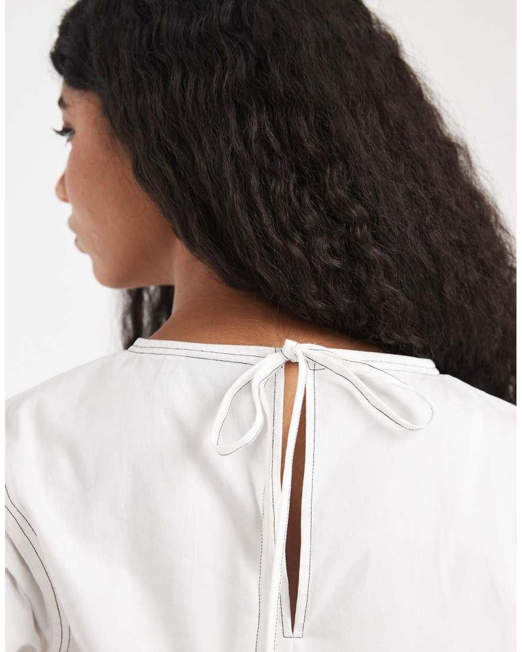 ASOS White Contrast Stitch Peplum Top