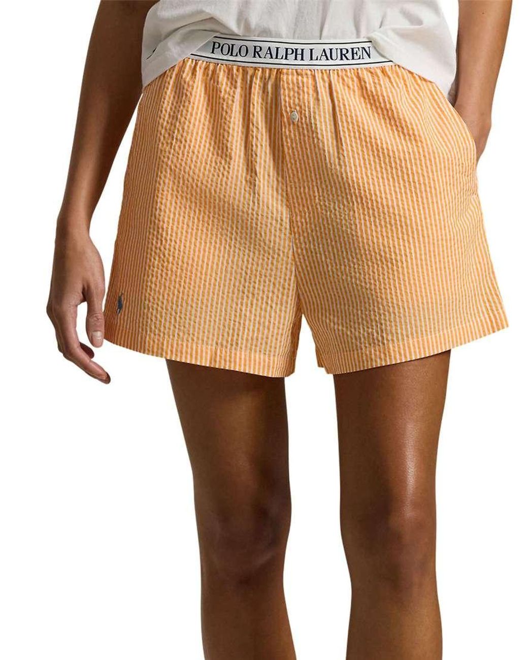 Polo Ralph Lauren White Seersucker Separate Sleep Boxer With Elastic