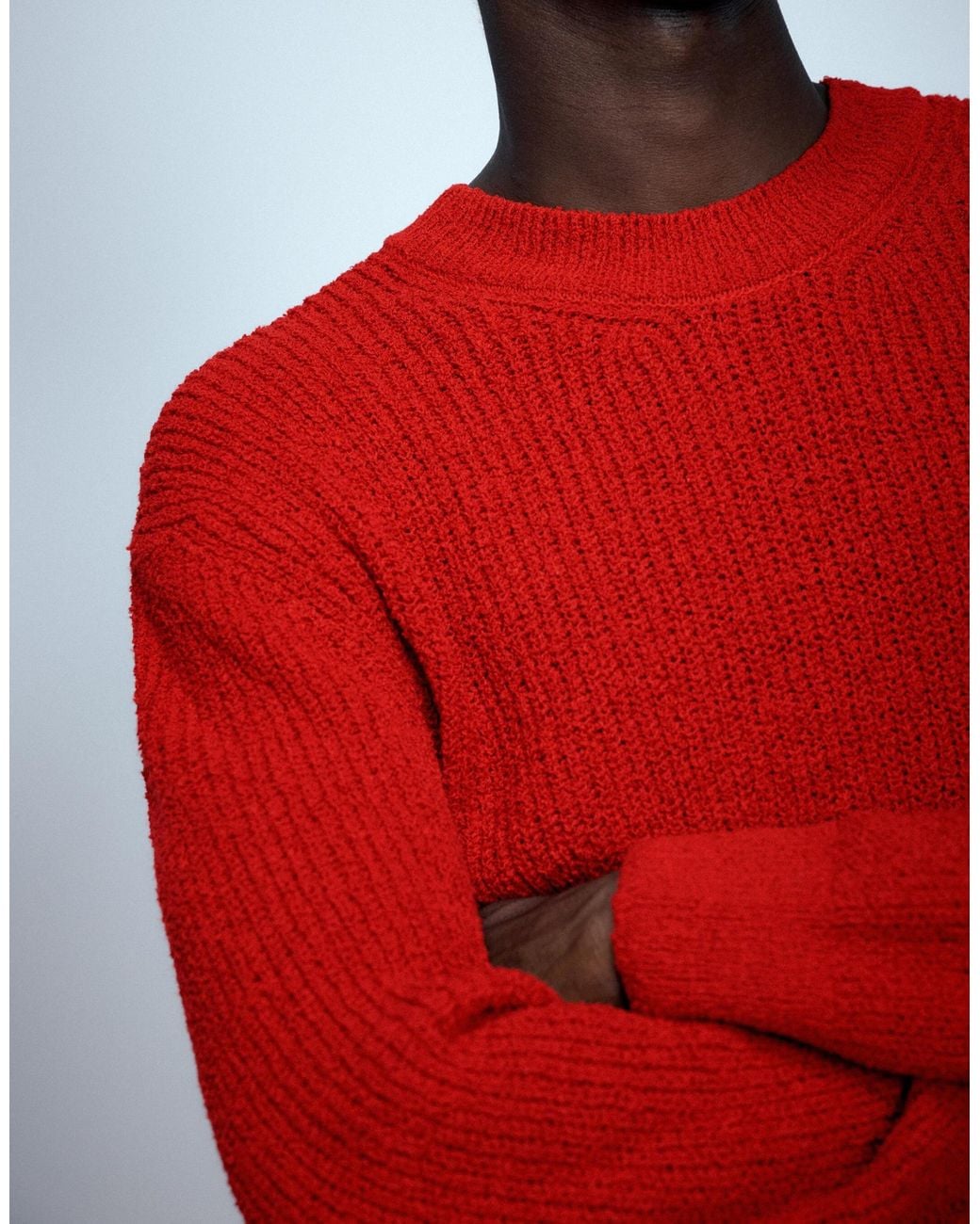 Pull&Bear Basic bouclé-strickpullover in Red für Herren