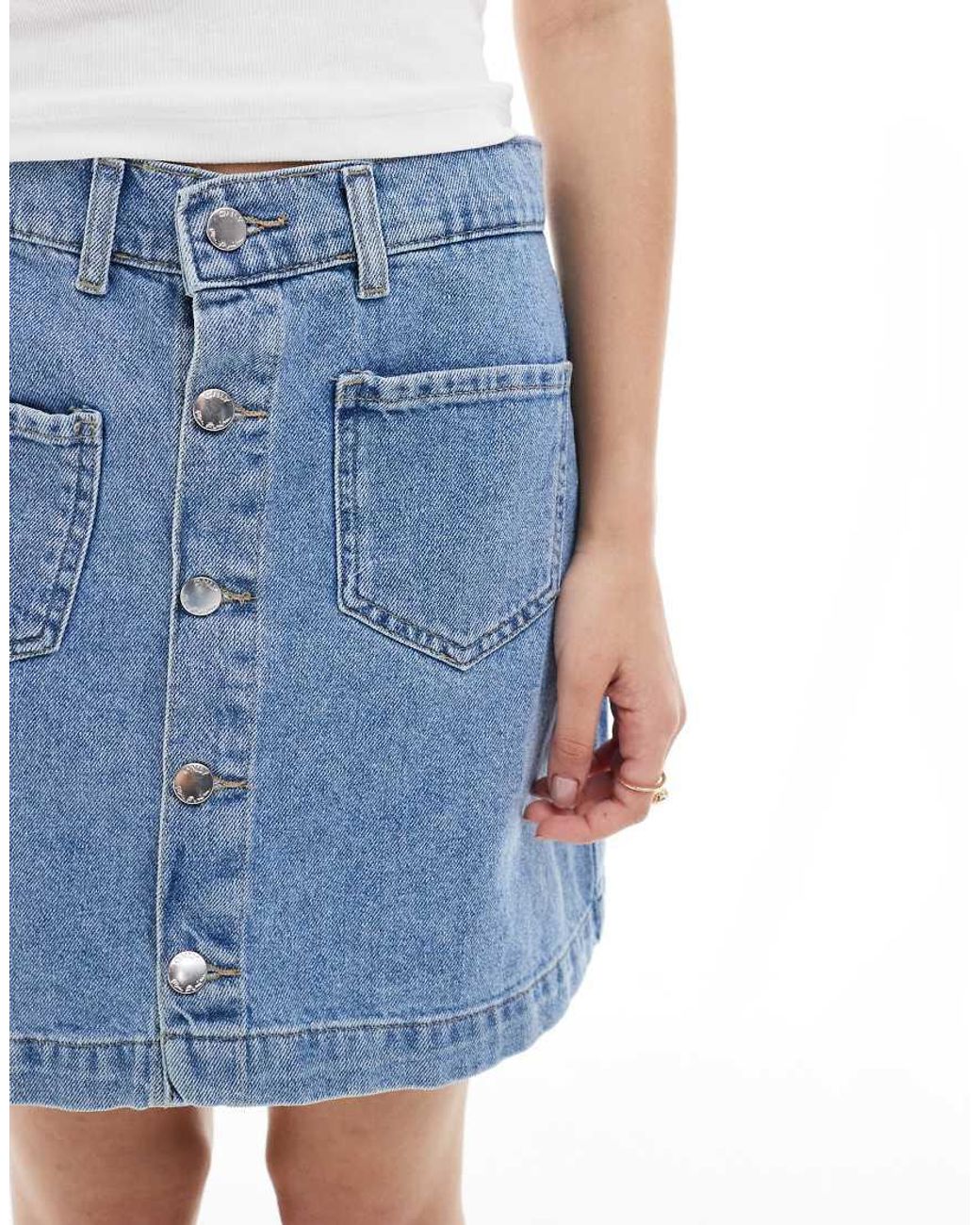 ONLY Blue Pocket Detail Denim Mini Skirt