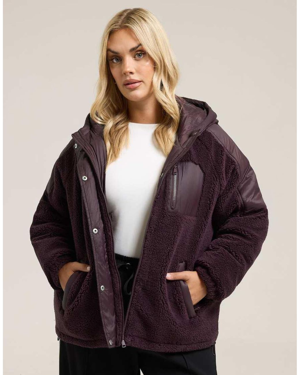 Yours Clothing Purple Teddy Borg Jacket
