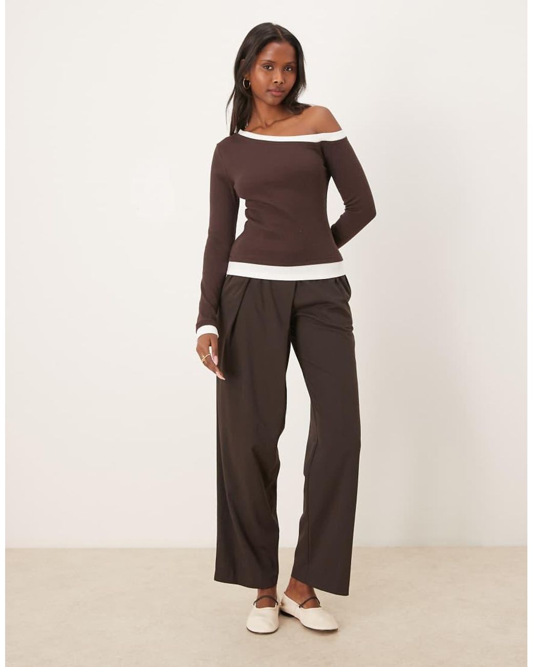 ASOS Brown Monochrome Double Layer Asymmetric Top