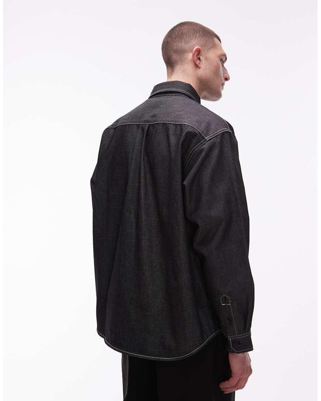 Carhartt Black Tigan Rigid Denim Shirt With Contrast Stitching for men