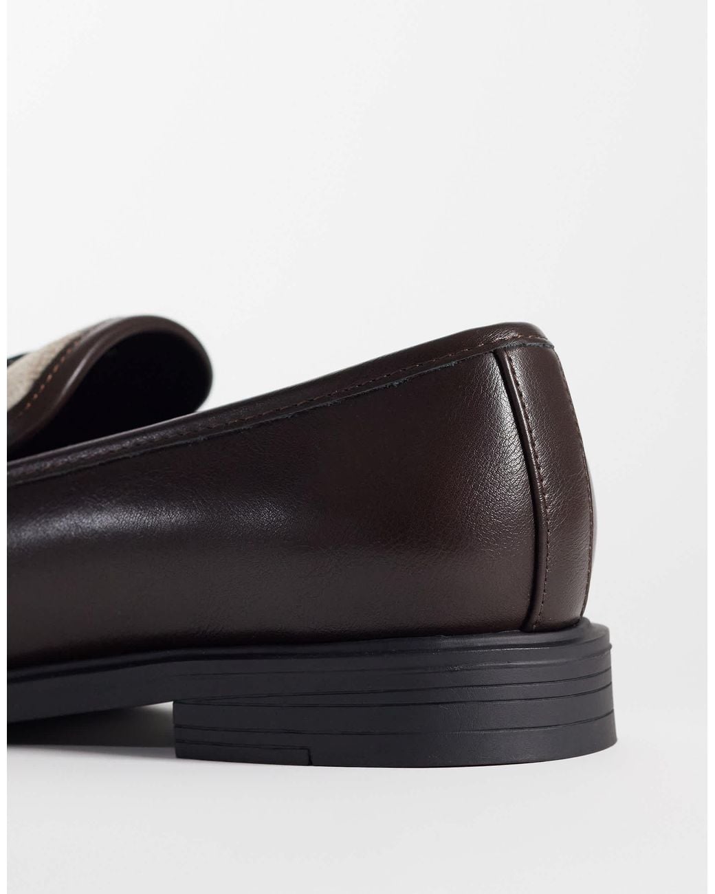 ASOS Black Loafers With Snaffle And Checked Apron for men