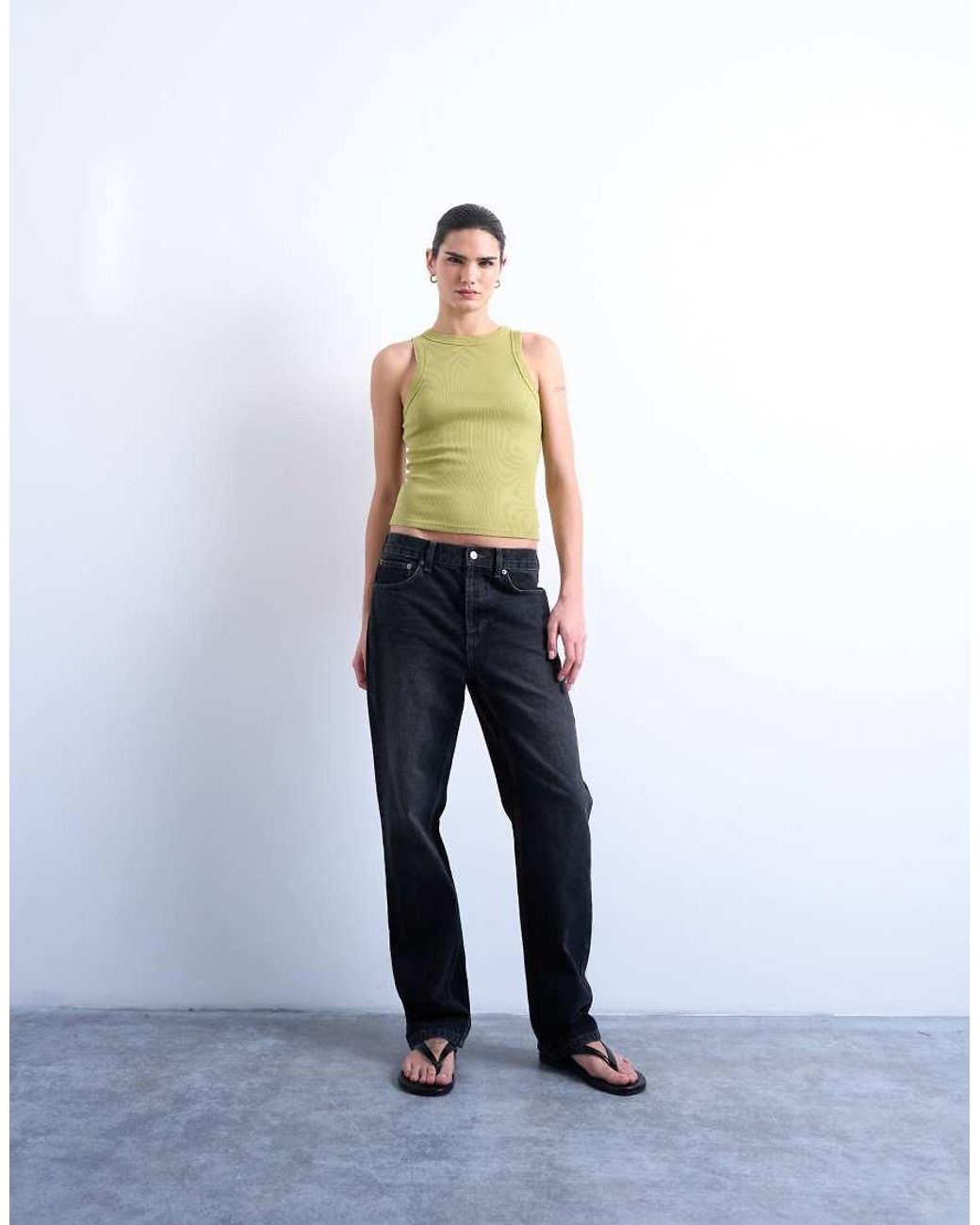 TOPSHOP Green Rib Racer Vest