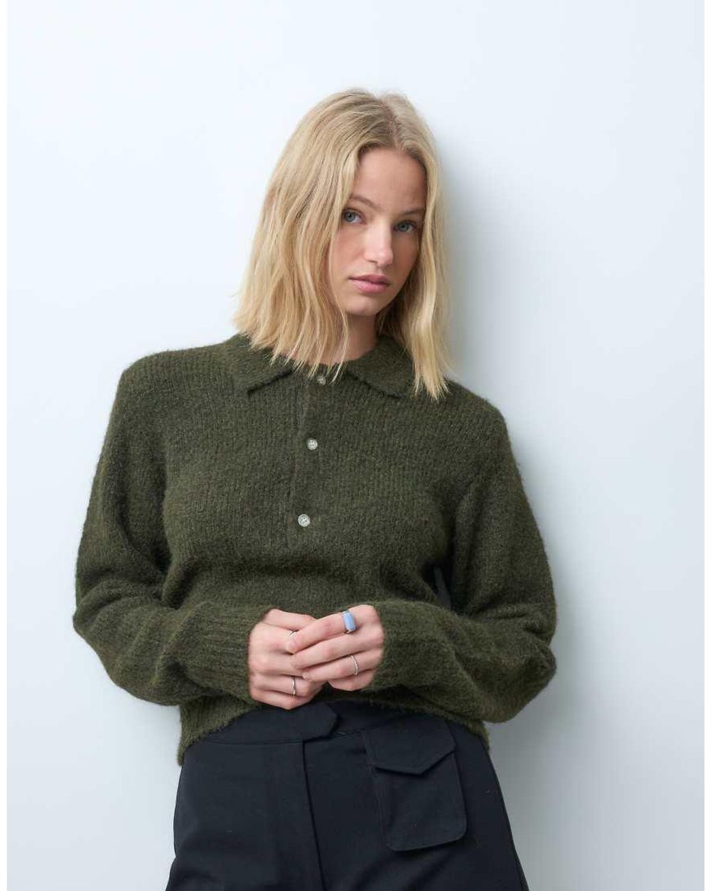 Vero Moda Green Soft Knitted Polo Neck Jumper