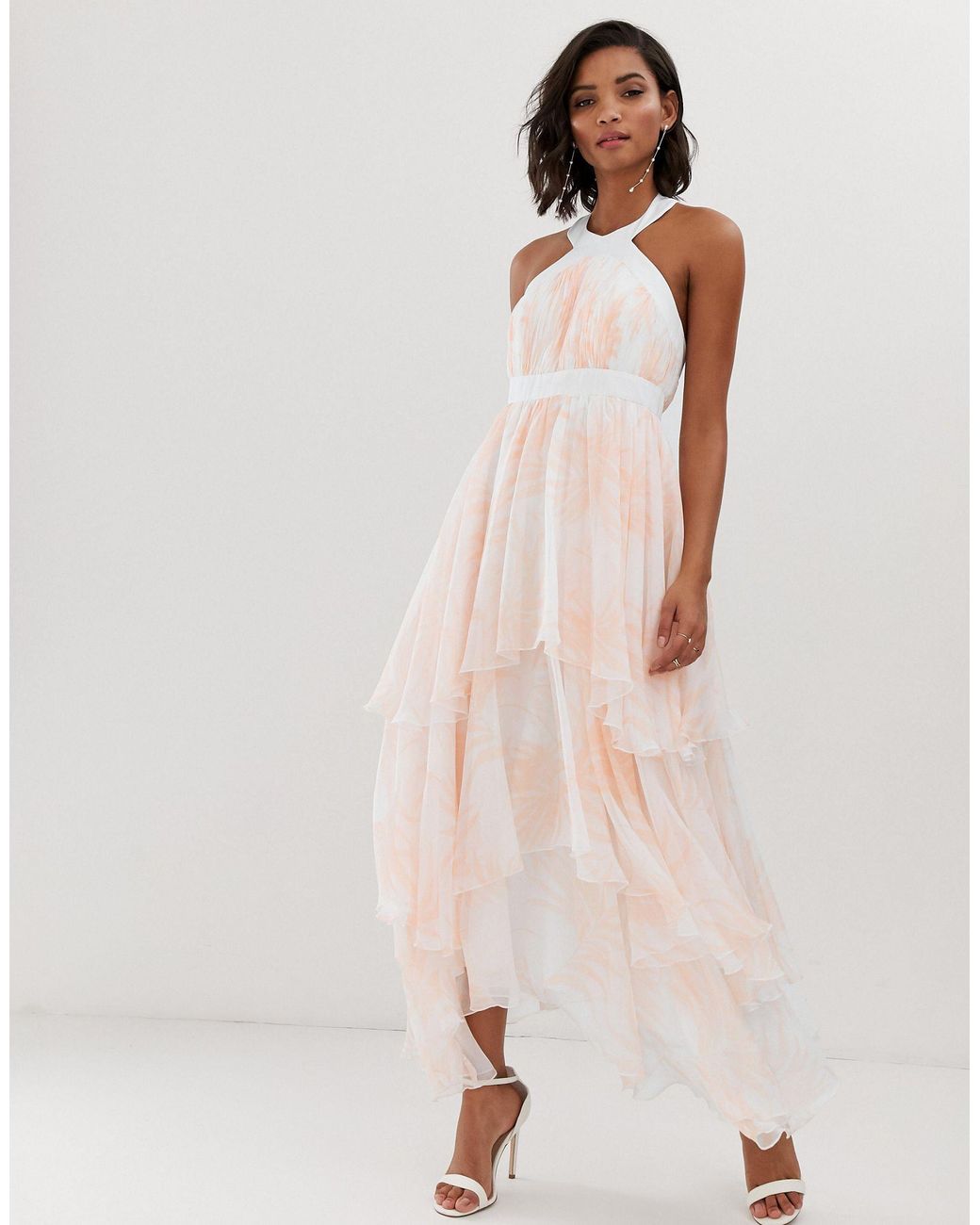floral chiffon tiered dress