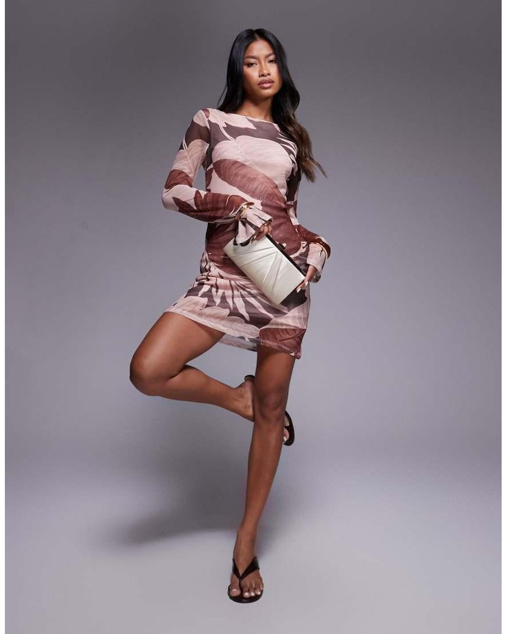 ASOS Multicolor Mesh Angel Long Sleeve Mini Dress