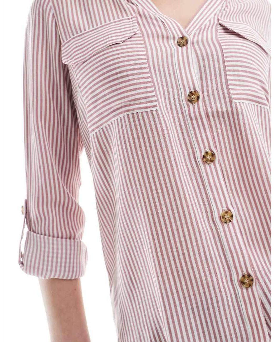 Vero Moda Pink Button Down Shirt With Pocket Detail