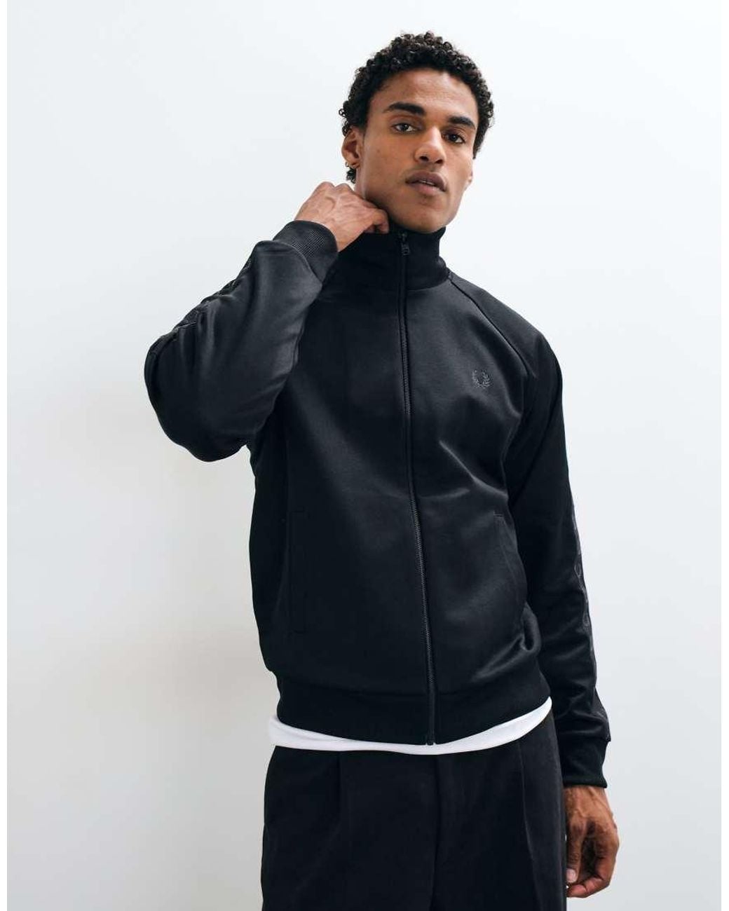 Fred Perry Blue Co-ord Contrast Taped Zip Through Logo Track Jacket for men