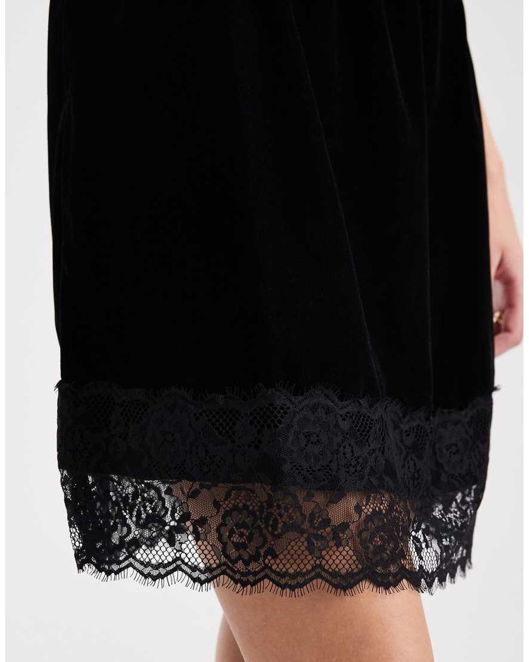 ASOS White Velvet Lace Trim Mini Skirt