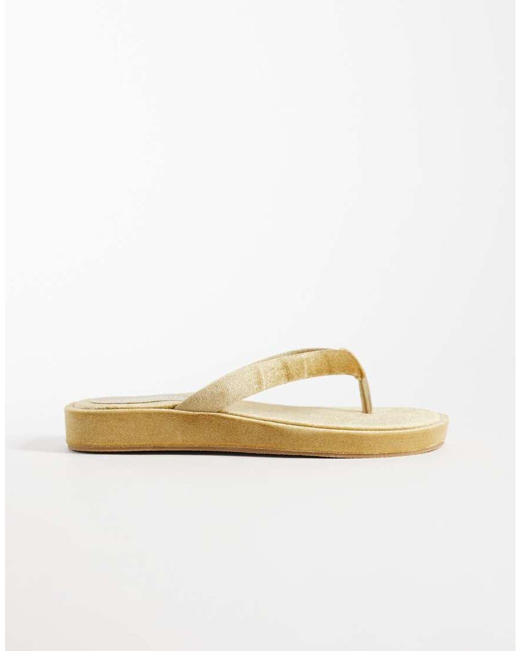 Glamorous Natural Velvet Flip Flops