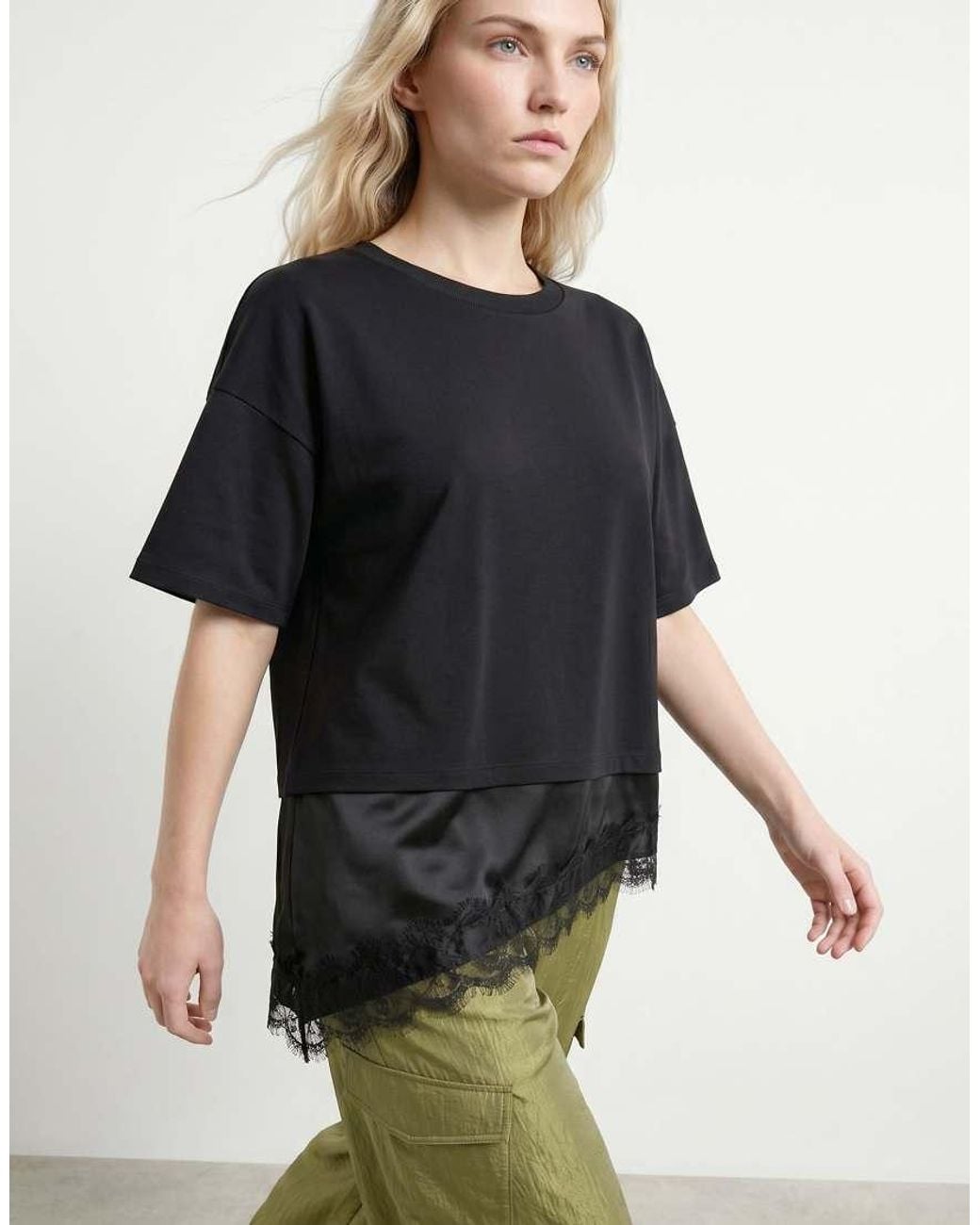 HYPEDROP Black Lace Asymmetric Top
