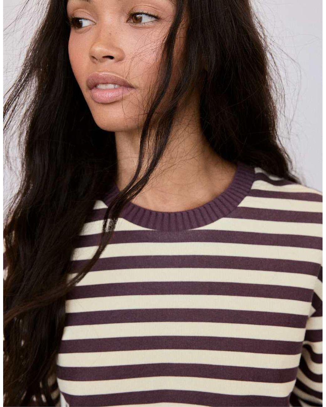 Stradivarius Purple Knit Round Neck T-Shirt