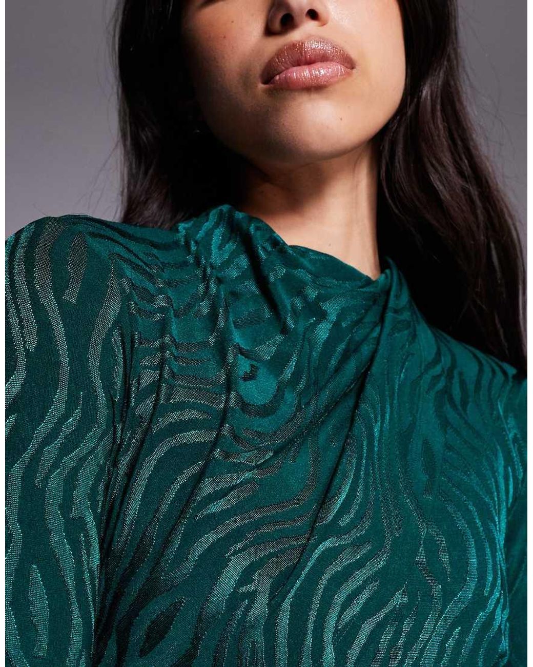 DASKA Green High Neck Maxi Dress