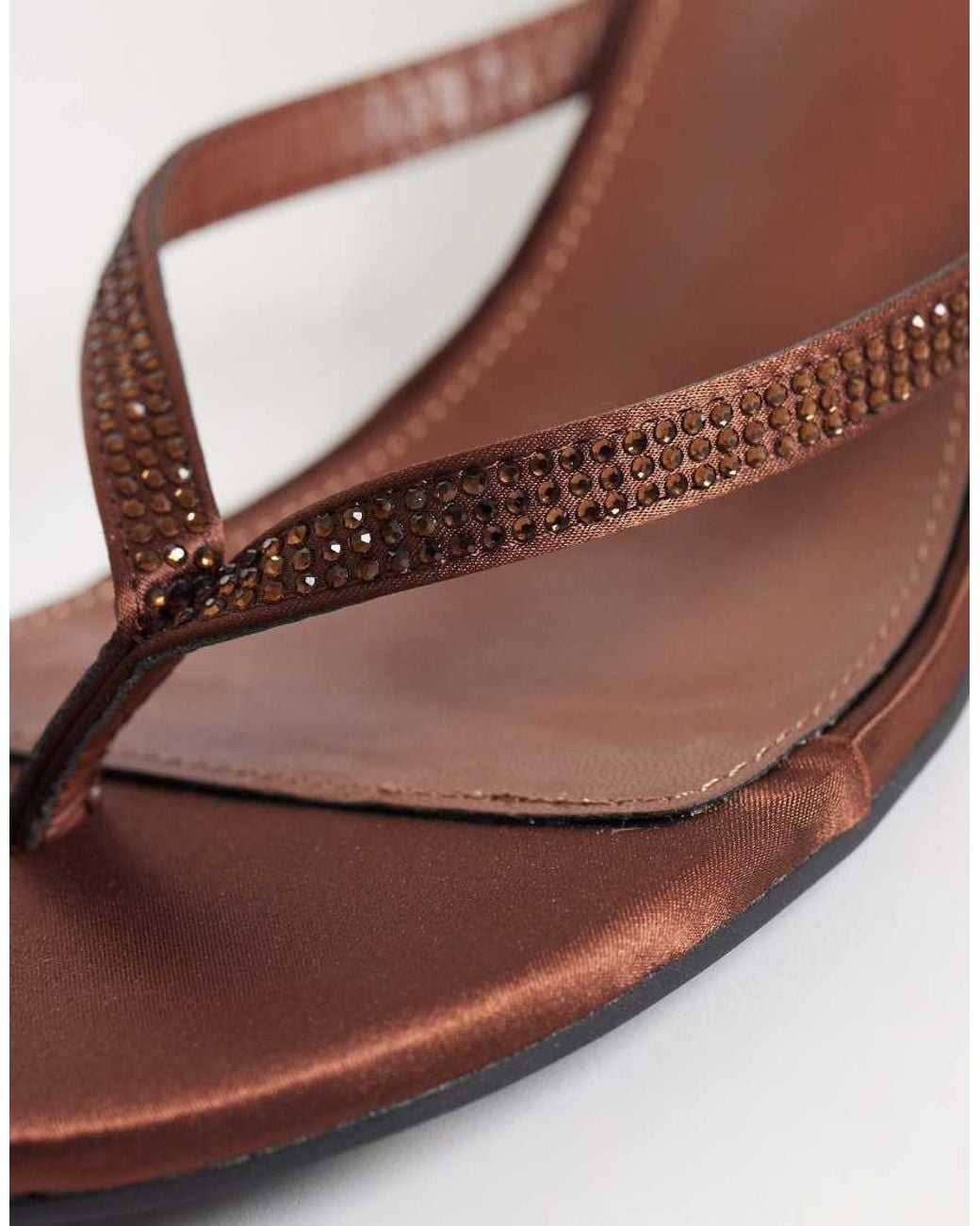 Public Desire Brown Evermore Kitten Heel Thong Sandals