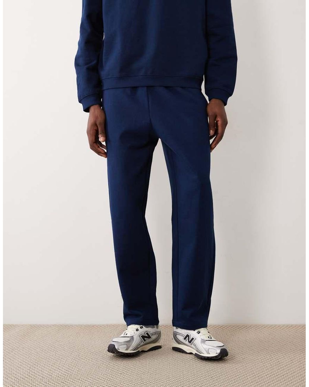 ASOS Blue Circular Design Collection Heavyweight Straight Leg Trackies for men