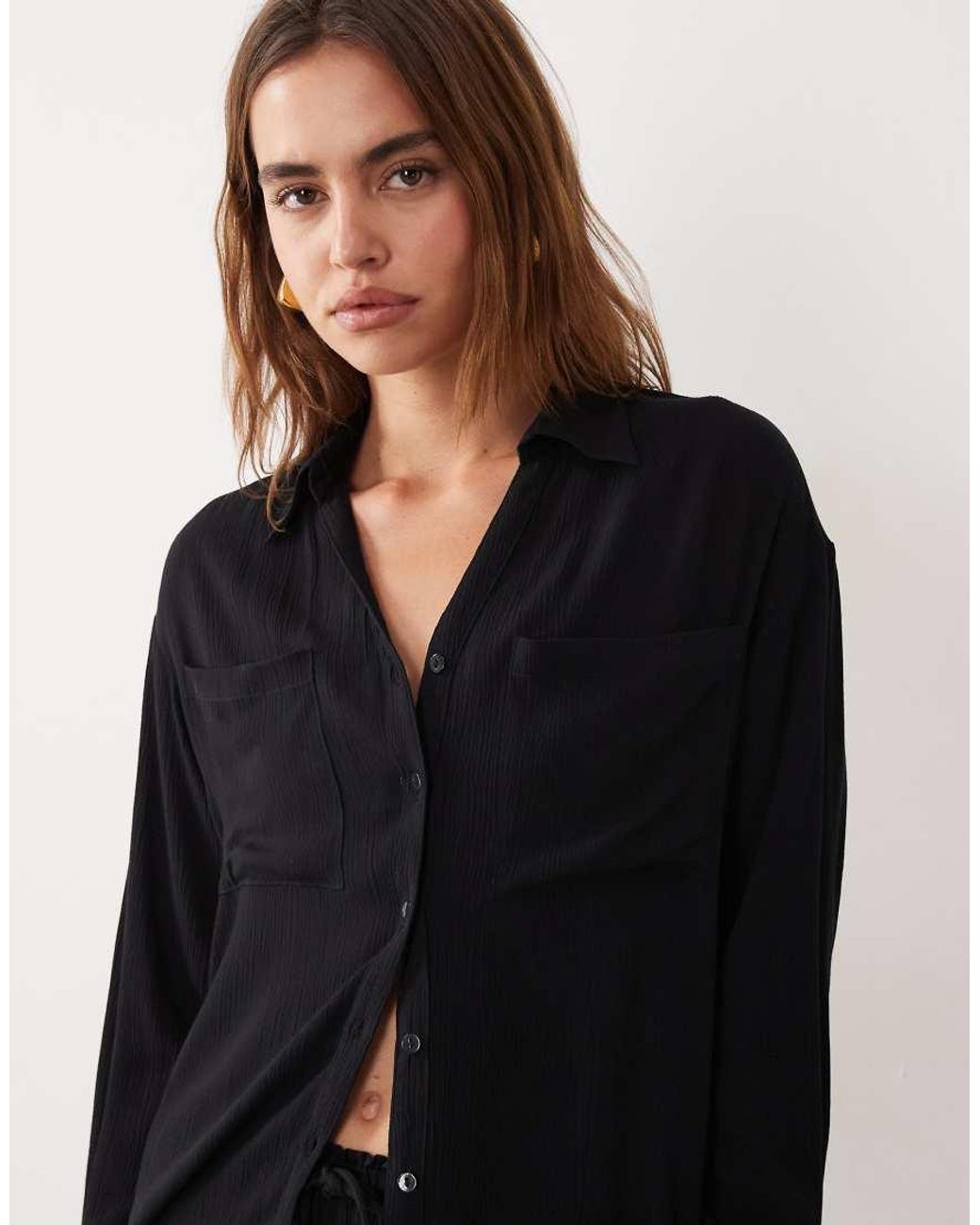 Brave Soul Black Textured Beach Shirt