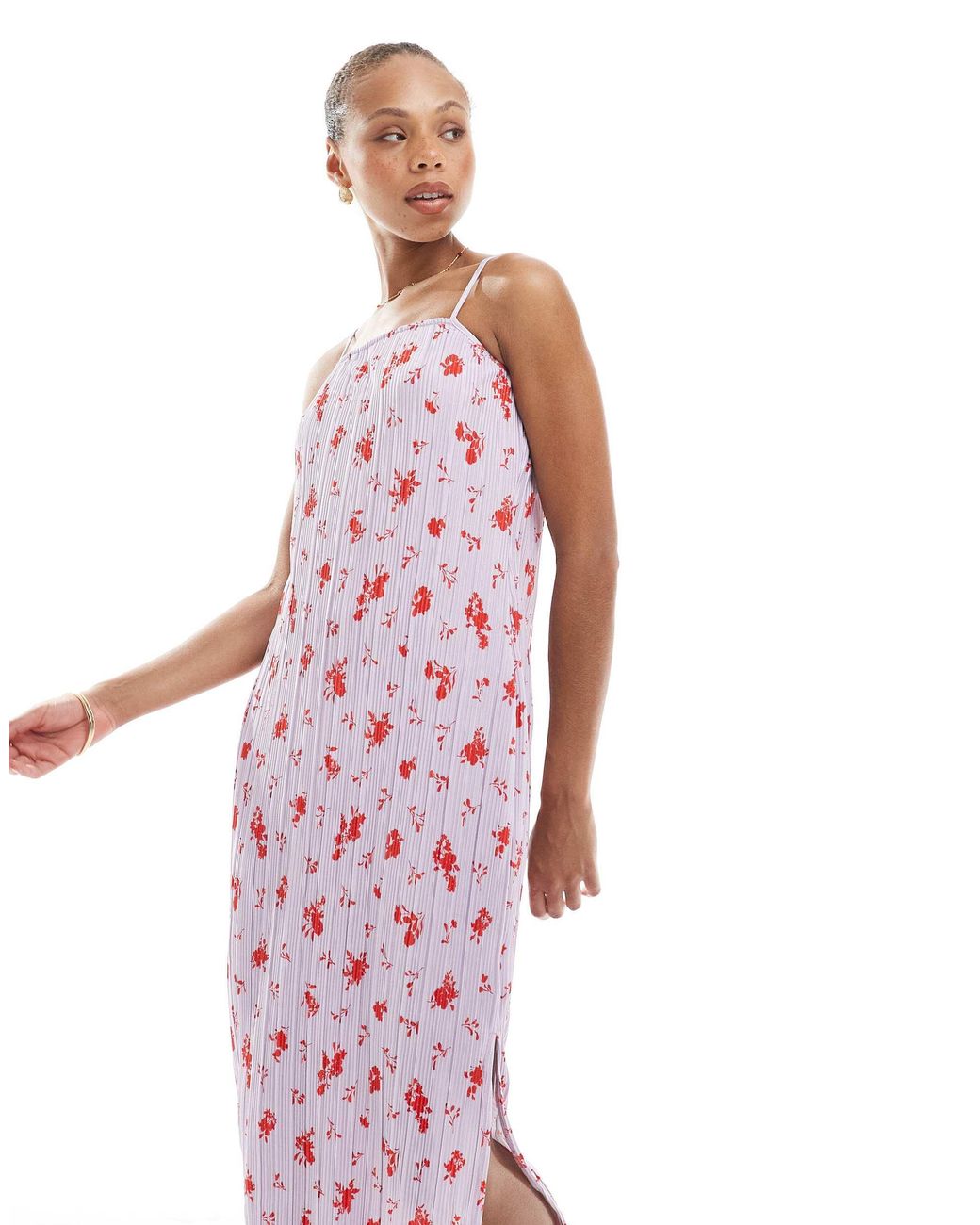 Pieces Pink – plissiertes cami-midikleid