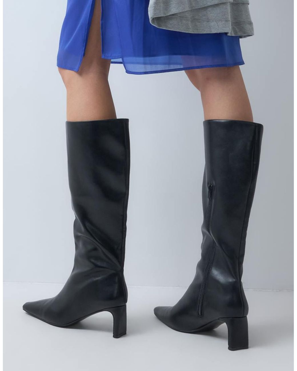 ASOS Black Cedrick Chisel Toe Heeled Knee Boots