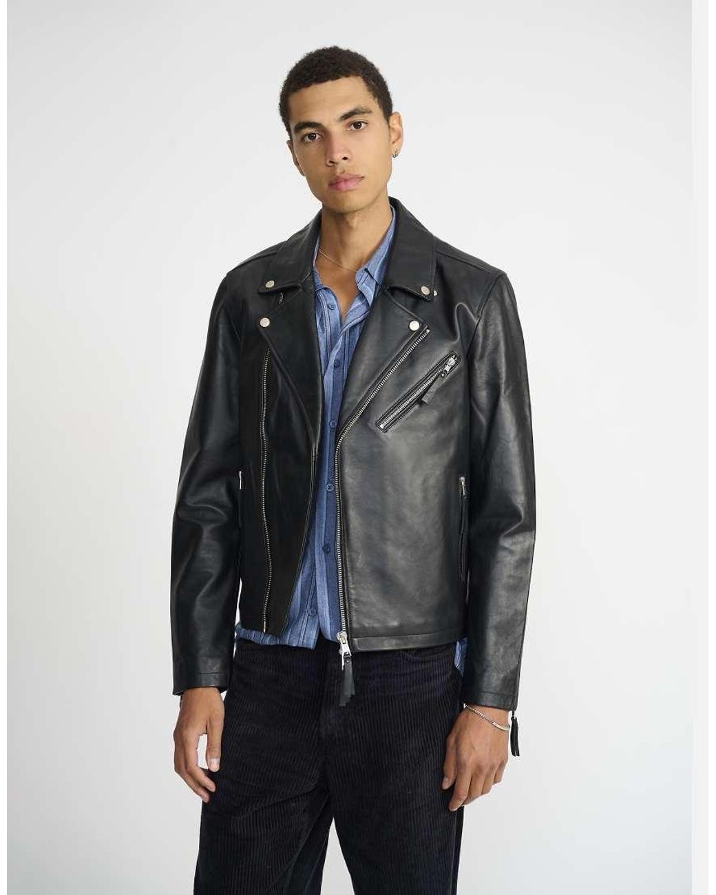 Bolongaro Trevor Black Real Leather Ryder Biker for men