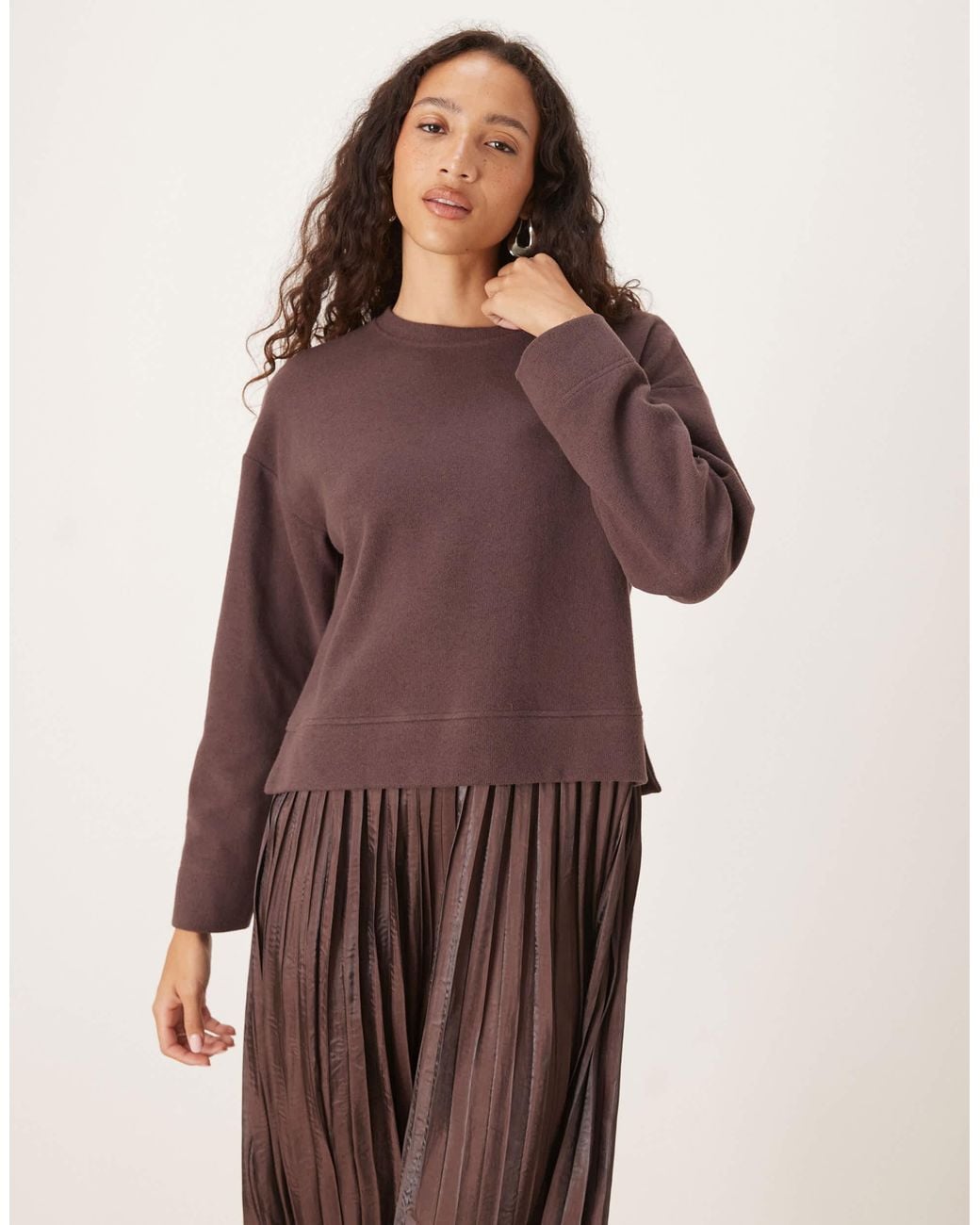 Threadbare Cotton Jersey Mix Dress in Brown | Lyst