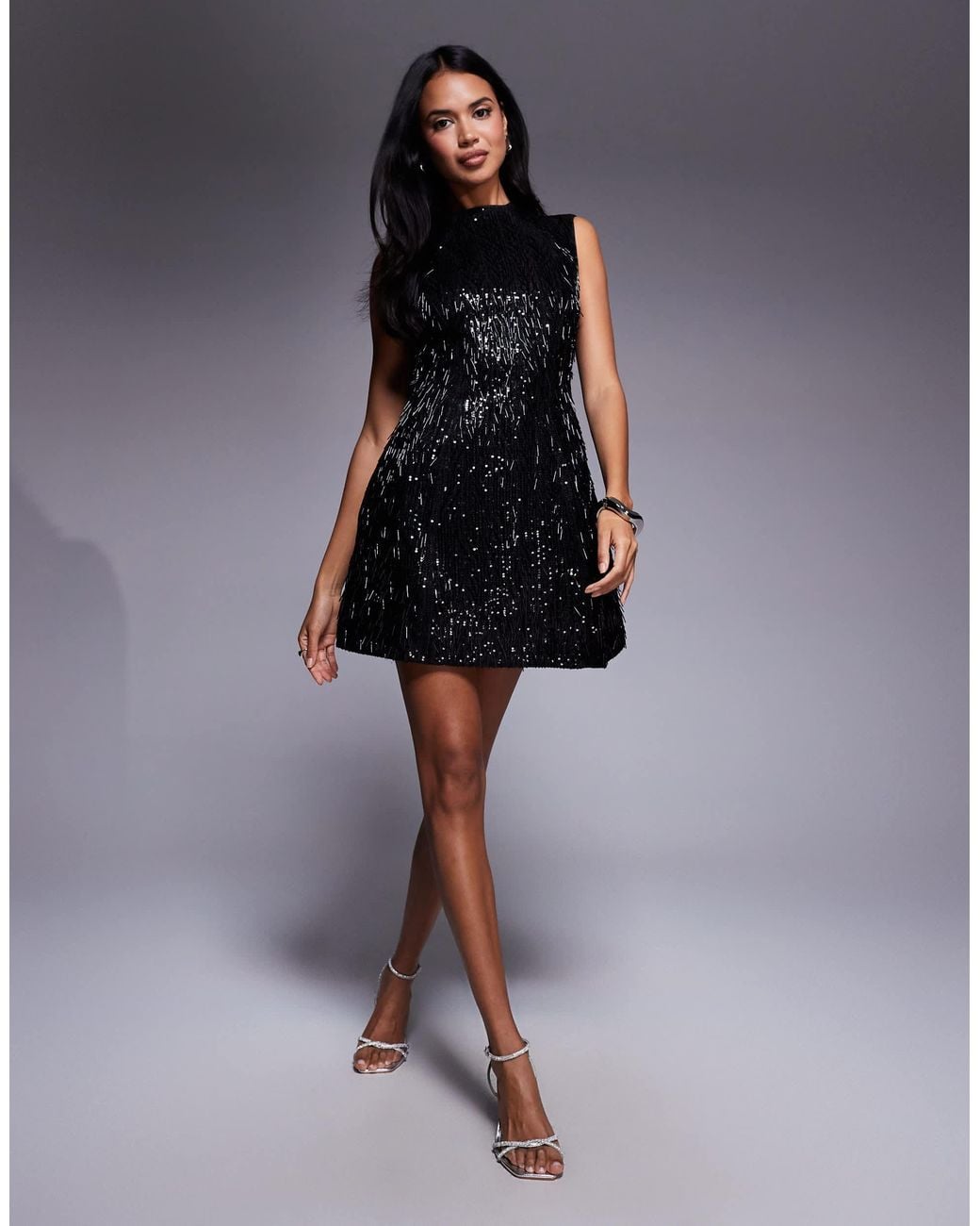 knee length dresses for ladies Gold Sequin Draped Bardot Mini Dress by Chloe Lewis