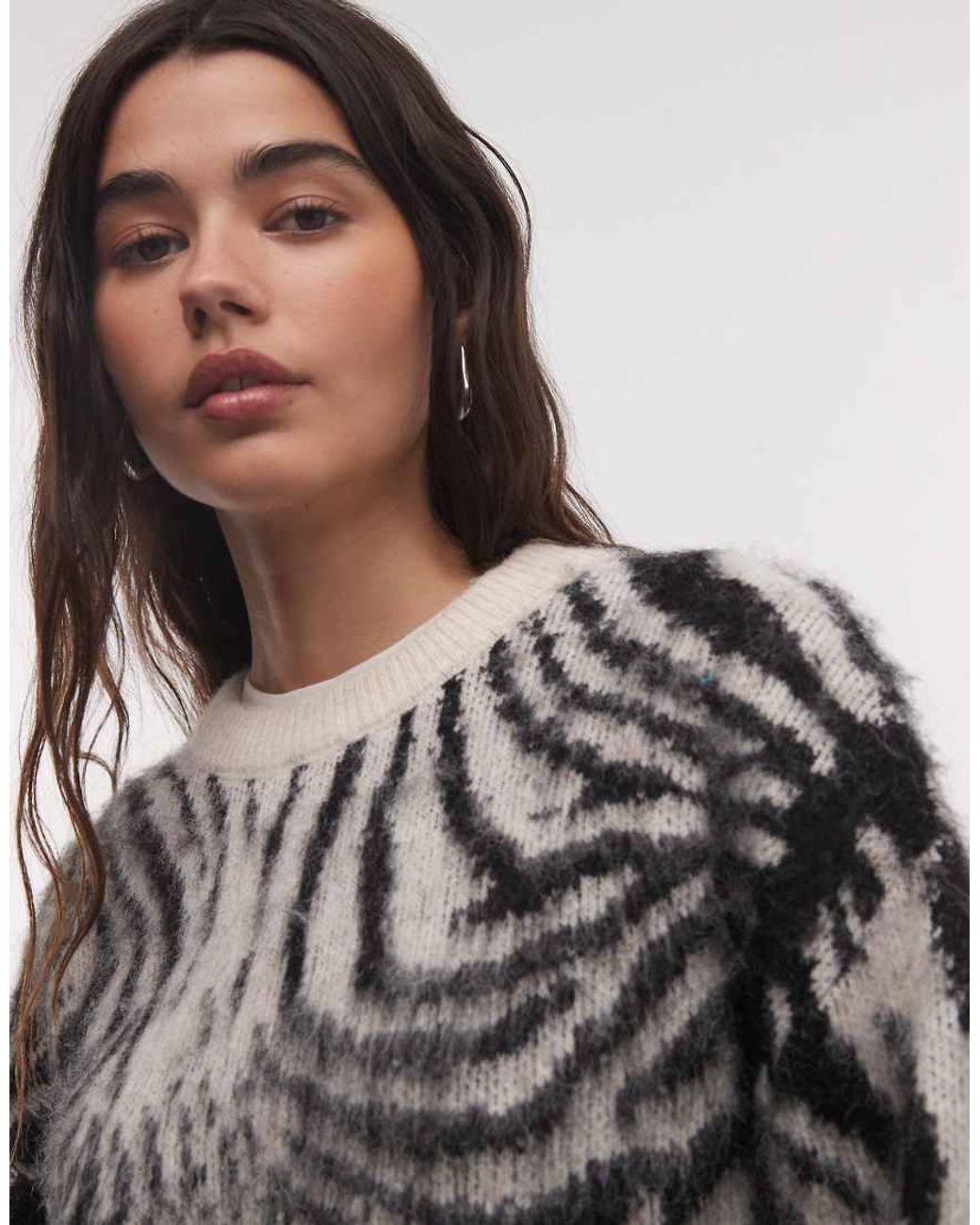 Reclaimed Vintage Gray Knitted Balloon Sleeve Brushed Sweater