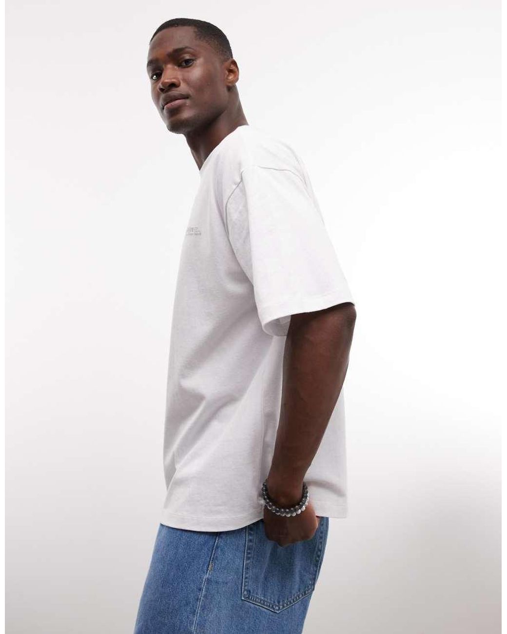 ASOS White Oversized T-Shirt With Text Puff Print for men