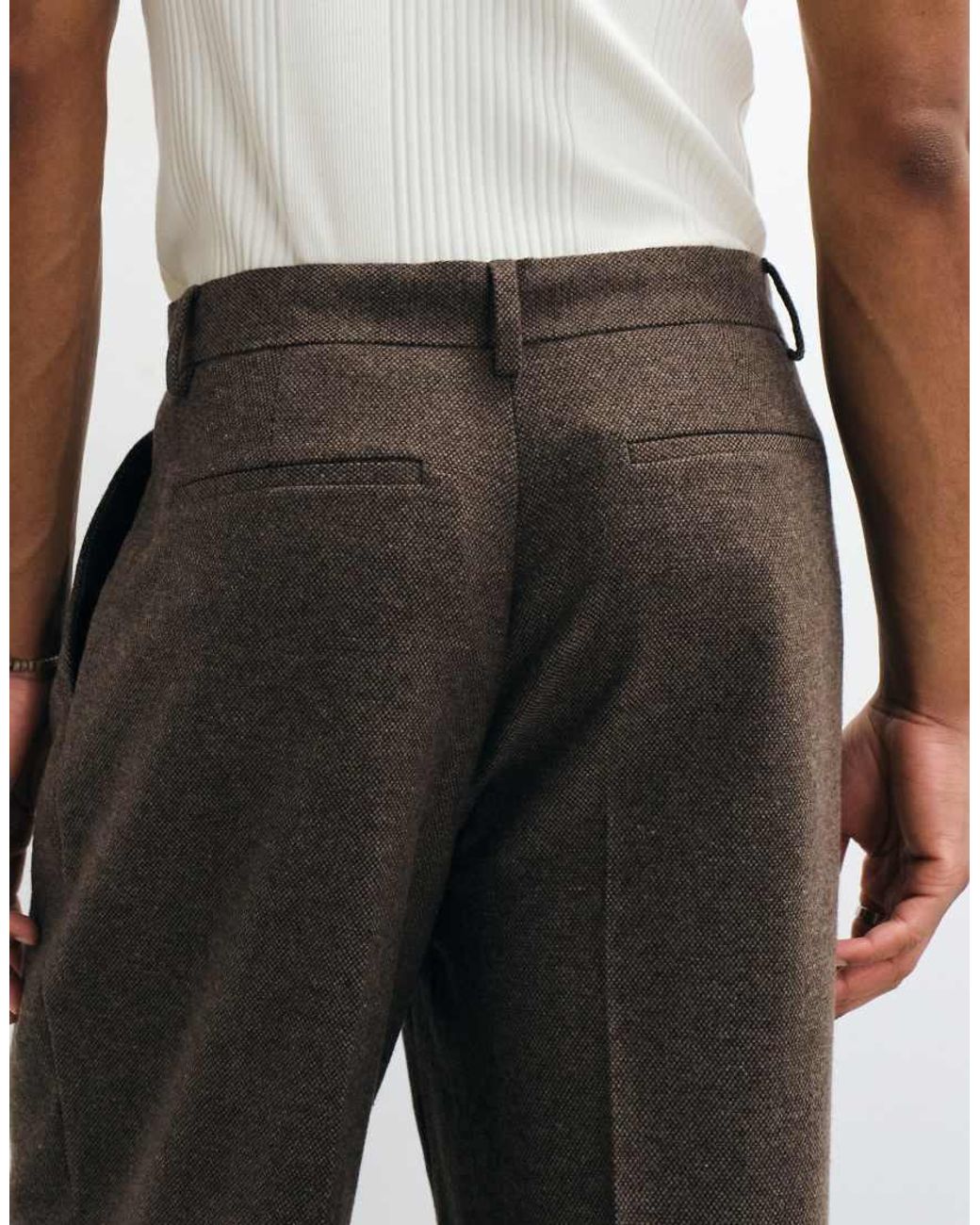 ASOS White Tailored Wide Leg Trousers With Wool for men